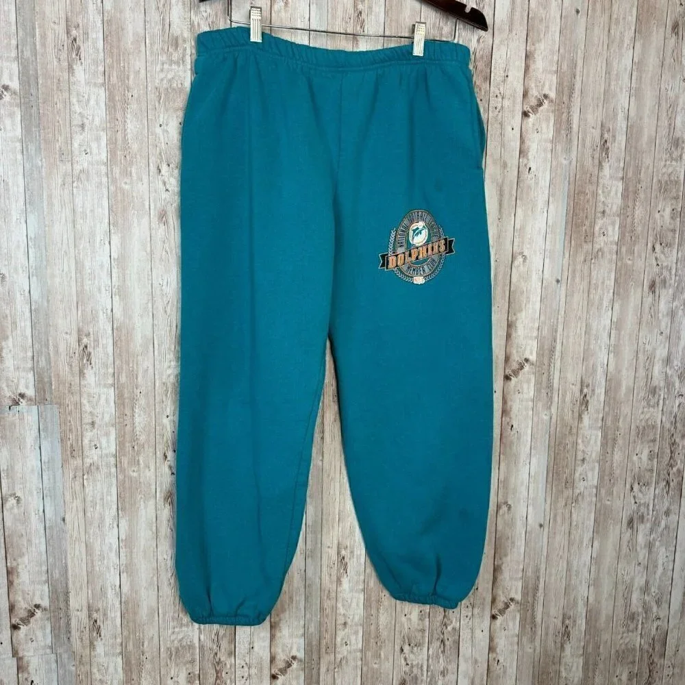 Vintage Nutmeg Mills Miami Dolphins Team NFL Collection Jogger Sweatpants Size L